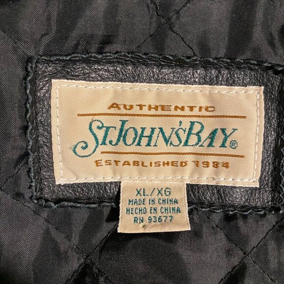 Vintage St. John's Bay Genuine Leather Men's Bomber Jacket Quilted Size XL - Picture 12 of 14
